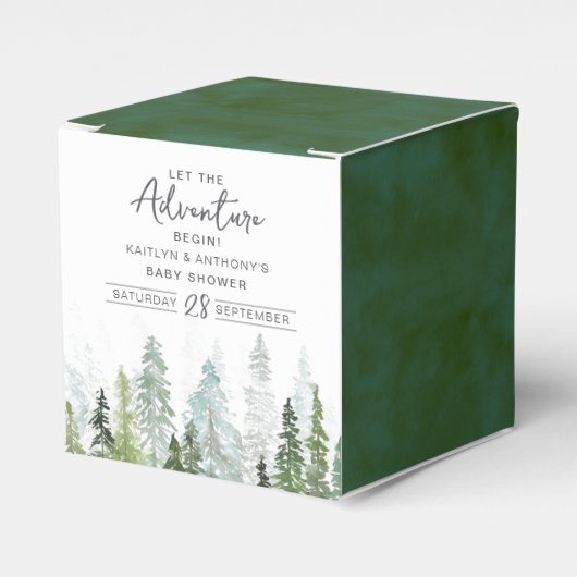 Waterverf Pine Tree Forest Baby shower Bedankdoosjes (Voorkant Zijde)