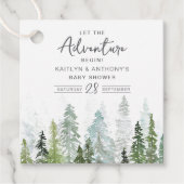 Waterverf Pine Tree Forest Baby shower Bedankjes Labels (Voorkant)