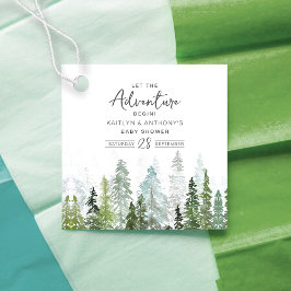 Waterverf Pine Tree Forest Baby shower Bedankjes Labels