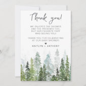 Waterverf Pine Tree Forest Baby shower Bedankkaart (Voorkant)