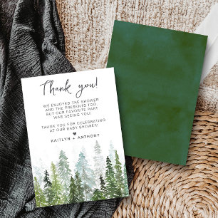 Waterverf Pine Tree Forest Baby shower Bedankkaart