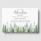 Waterverf Pine Tree Forest Baby shower Gastenboek (Voorkant)