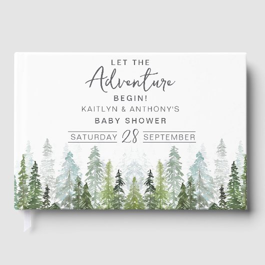 Waterverf Pine Tree Forest Baby shower Gastenboek (Voorkant)