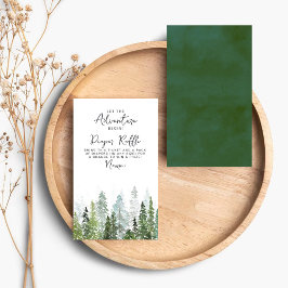 Waterverf Pine Tree Forest Baby shower Informatiekaartje