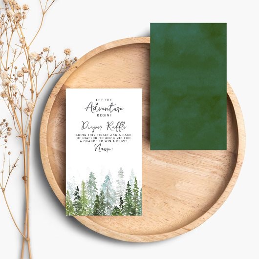 Waterverf Pine Tree Forest Baby shower Informatiekaartje