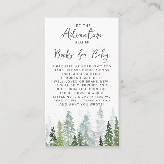 Waterverf Pine Tree Forest Baby shower Informatiekaartje (Voorkant)