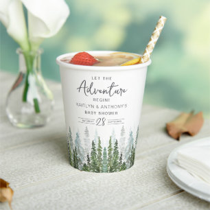 Waterverf Pine Tree Forest Baby shower Papieren Bekers