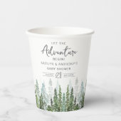Waterverf Pine Tree Forest Baby shower Papieren Bekers (Voorkant)