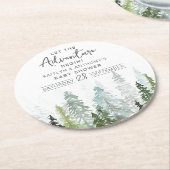 Waterverf Pine Tree Forest Baby shower Ronde Kartonnen Onderzetter (Gebogen)