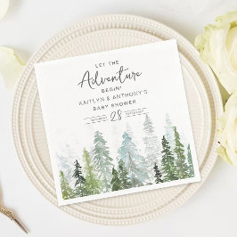 Waterverf Pine Tree Forest Baby shower Servet