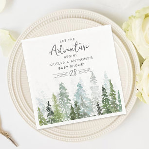 Waterverf Pine Tree Forest Baby shower Servet