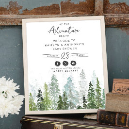 Waterverf Pine Tree Forest Baby shower Welkom Poster