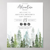 Waterverf Pine Tree Forest Baby shower Welkom Poster (Voorkant)