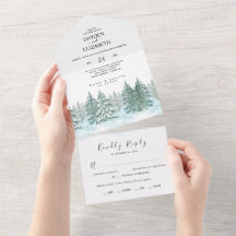 Waterverf Pine Tree Forest bruiloft