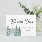 Waterverf Pine Tree Forest bruiloft Bedankkaart (Staand voorkant)