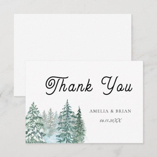 Waterverf Pine Tree Forest bruiloft Bedankkaart (Voorkant / Achterkant)