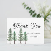 Waterverf Pine Tree Forest bruiloft Bedankkaart (Staand voorkant)