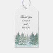 Waterverf Pine Tree Forest bruiloft Cadeaulabel (Voorkant)
