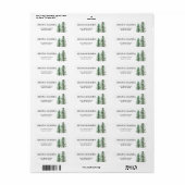 Waterverf Pine Tree Forest bruiloft Etiket (Full Sheet)