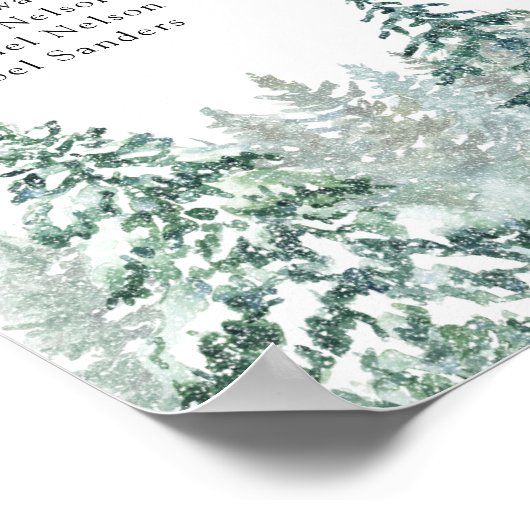 Waterverf Pine Tree Forest bruiloft instelling Gra Poster (Hoek)