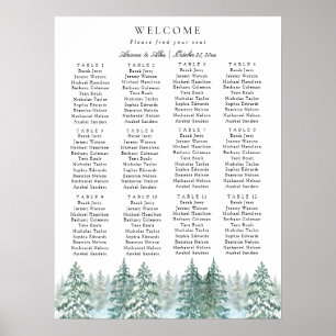 Waterverf Pine Tree Forest bruiloft instelling Gra Poster
