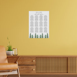 Waterverf Pine Tree Forest bruiloft instelling Gra Poster