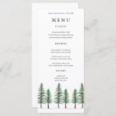 Waterverf Pine Tree Forest bruiloft Menu (Voorkant / Achterkant)
