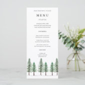 Waterverf Pine Tree Forest bruiloft Menu (Staand voorkant)