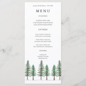 Waterverf Pine Tree Forest bruiloft Menu (Voorkant)