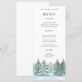 Waterverf Pine Tree Forest bruiloft Menu (Voorkant / Achterkant)