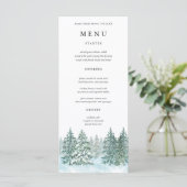 Waterverf Pine Tree Forest bruiloft Menu (Staand voorkant)