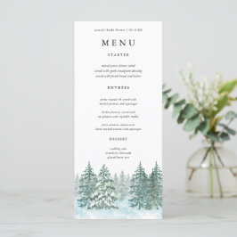 Waterverf Pine Tree Forest bruiloft Menu