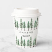 Waterverf Pine Tree Forest bruiloft Papieren Bekers (Achterkant)