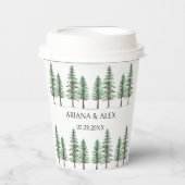 Waterverf Pine Tree Forest bruiloft Papieren Bekers (Voorkant)