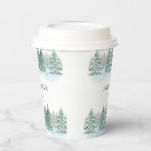 Waterverf Pine Tree Forest bruiloft Papieren Bekers (Links)