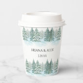 Waterverf Pine Tree Forest bruiloft Papieren Bekers (Achterkant)