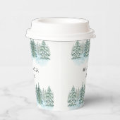 Waterverf Pine Tree Forest bruiloft Papieren Bekers (Rechts)