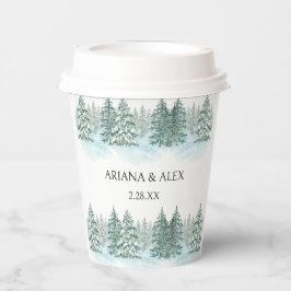Waterverf Pine Tree Forest bruiloft Papieren Bekers