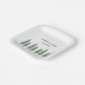 Waterverf Pine Tree Forest bruiloft Papieren Bordje (Gebogen)