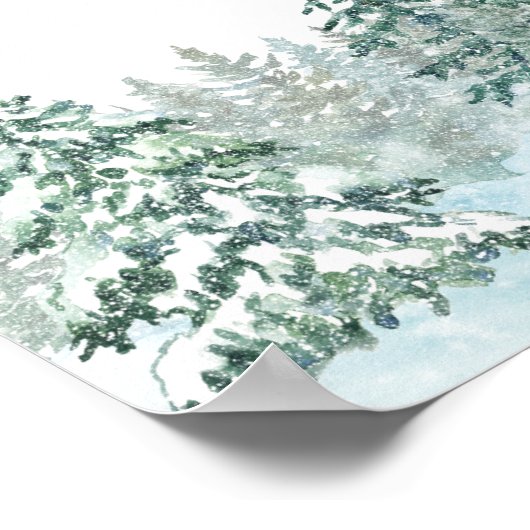 Waterverf Pine Tree Forest bruiloft Poster (Hoek)