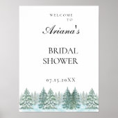 Waterverf Pine Tree Forest bruiloft Poster (Voorkant)