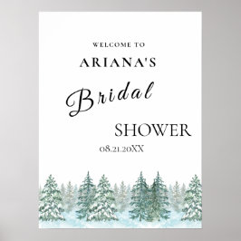 Waterverf Pine Tree Forest bruiloft Poster