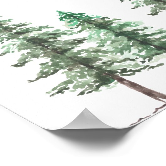 Waterverf Pine Tree Forest bruiloft Poster (Hoek)