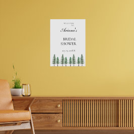 Waterverf Pine Tree Forest bruiloft Poster