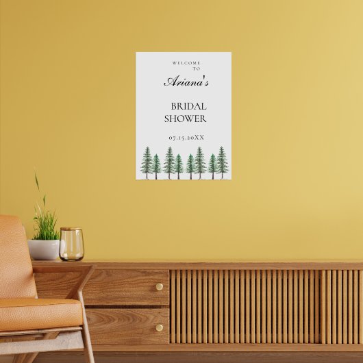 Waterverf Pine Tree Forest bruiloft Poster (Woonkamer 2)