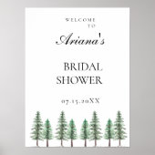 Waterverf Pine Tree Forest bruiloft Poster (Voorkant)