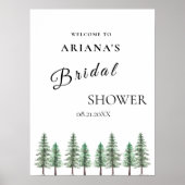 Waterverf Pine Tree Forest bruiloft Poster (Voorkant)