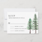 Waterverf Pine Tree Forest bruiloft RSVP Kaartje (Voorkant)