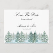Waterverf Pine Tree Forest bruiloft Save The Date Briefkaart (Voorkant)