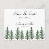Waterverf Pine Tree Forest bruiloft Save The Date Briefkaart (Voorkant)